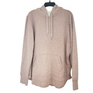 Ideology Womens Shimmer Pink Sherpa Lined Round-Hem Heathered Hoodie Size XL $59